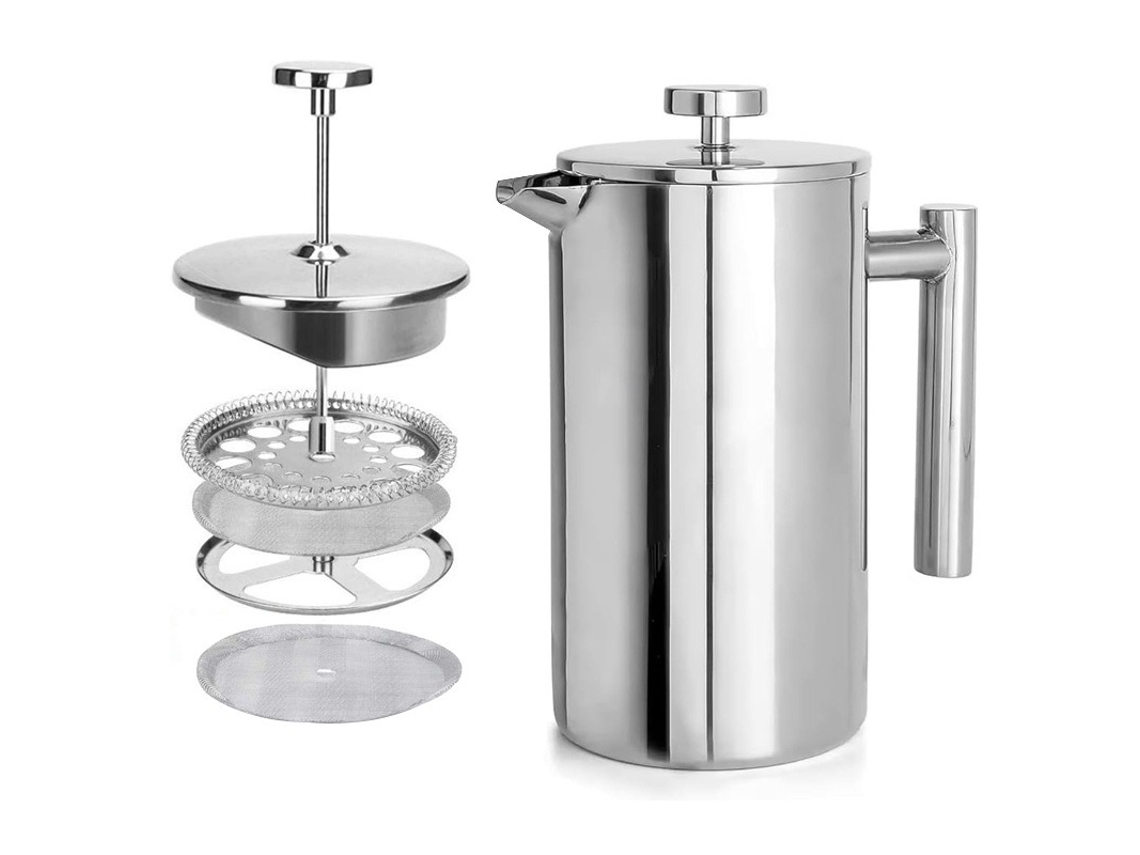 Cafeteira Francesa De Aço Inoxidável Com Filtro - E Chaleira Manual, Compatível Diversas Marcas, 350ml