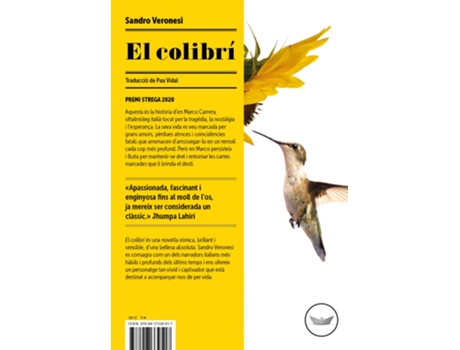 Livro El Colibrí de Sandro Veronesi (Catalão)