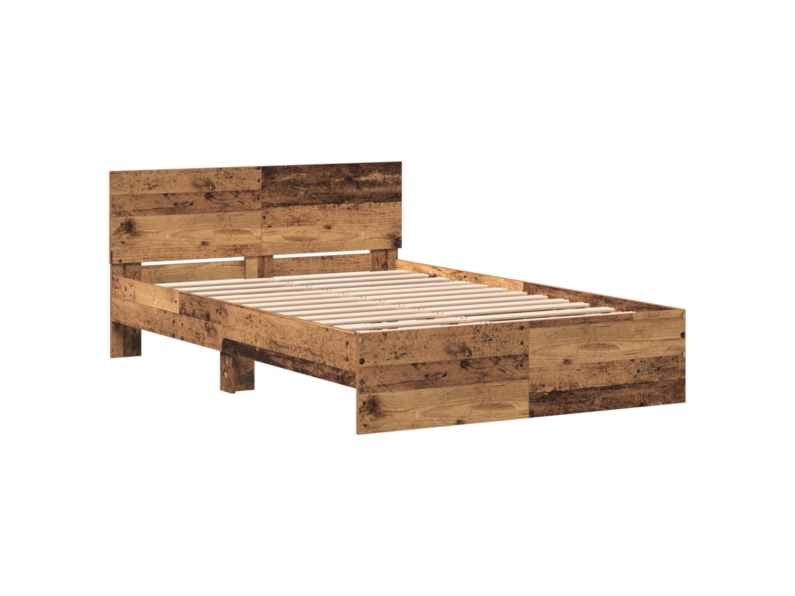 Conjunto 1 Estrutura De Cama Com Cabeceira Vidaxl Castanho Derivados De Madeira (193 X 125 X 70 Cm)