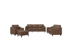 4 Pcs Conjunto de Sofás com Almofadas Tecido Castanho MAISON EXCLUSIVE
