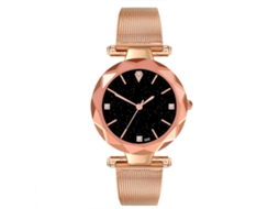 Relógio de Pulso Masculino Zhoulianfa Quartzo Pulseira de Aço Resistente À Água Ouro Rosa