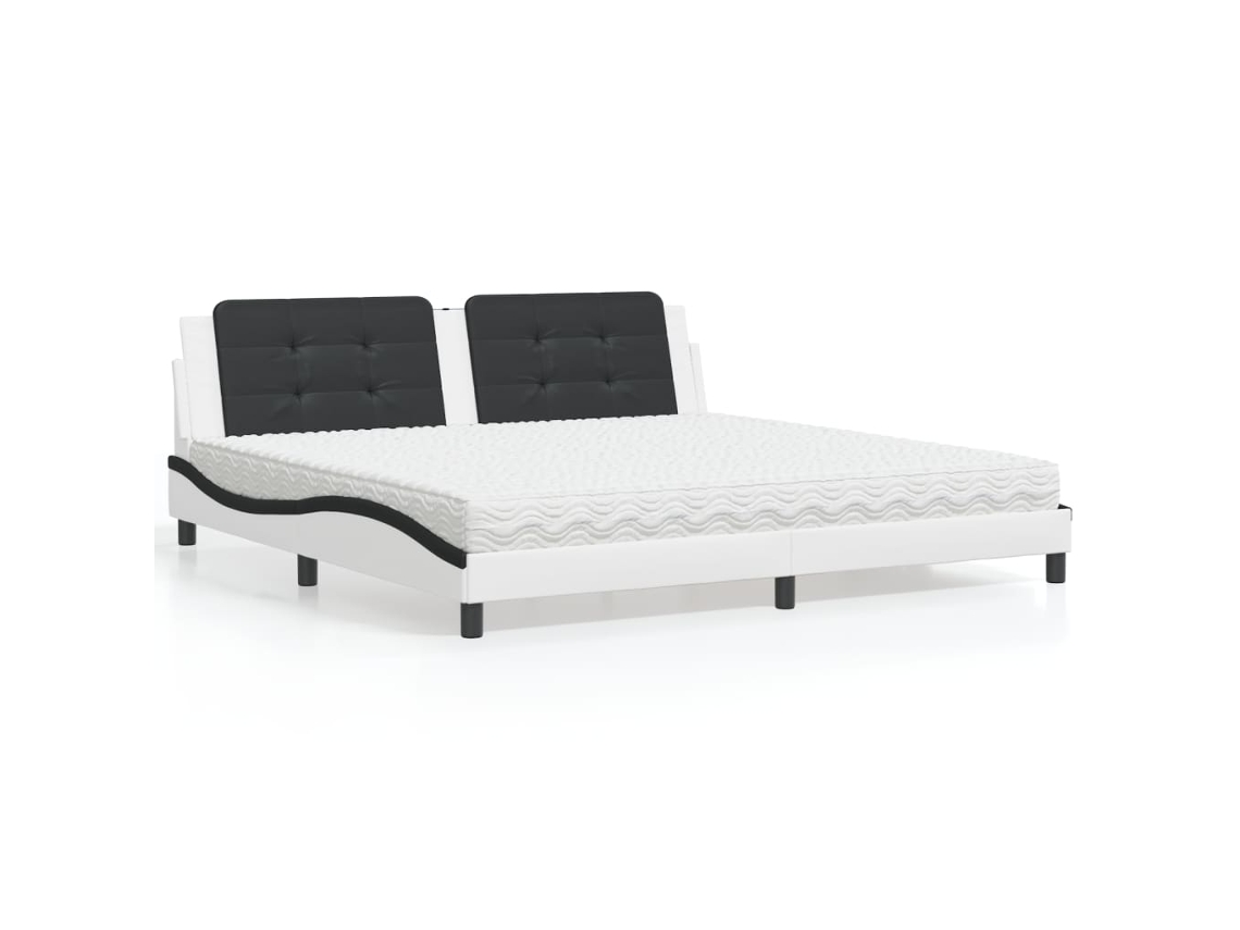 Estrutura de Cama Vidaxl com molas 200x200 cm couro artificial cor creme