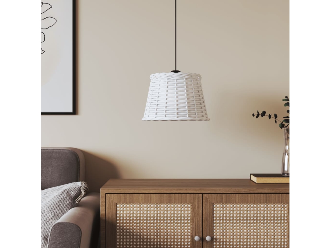 Vidaxl Abajur De Teto Ø25x17 Cm Vime Branco