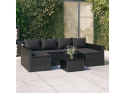 Vidaxl 2 Pcs Conjunto Lounge de Jardim C/ Almofadões Vime Pe Preto