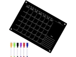 Agenda Planificador Magnético Hebdomadaire Noir Em Acrílico Para Refrigerador Tableau Effaçable Planejamento