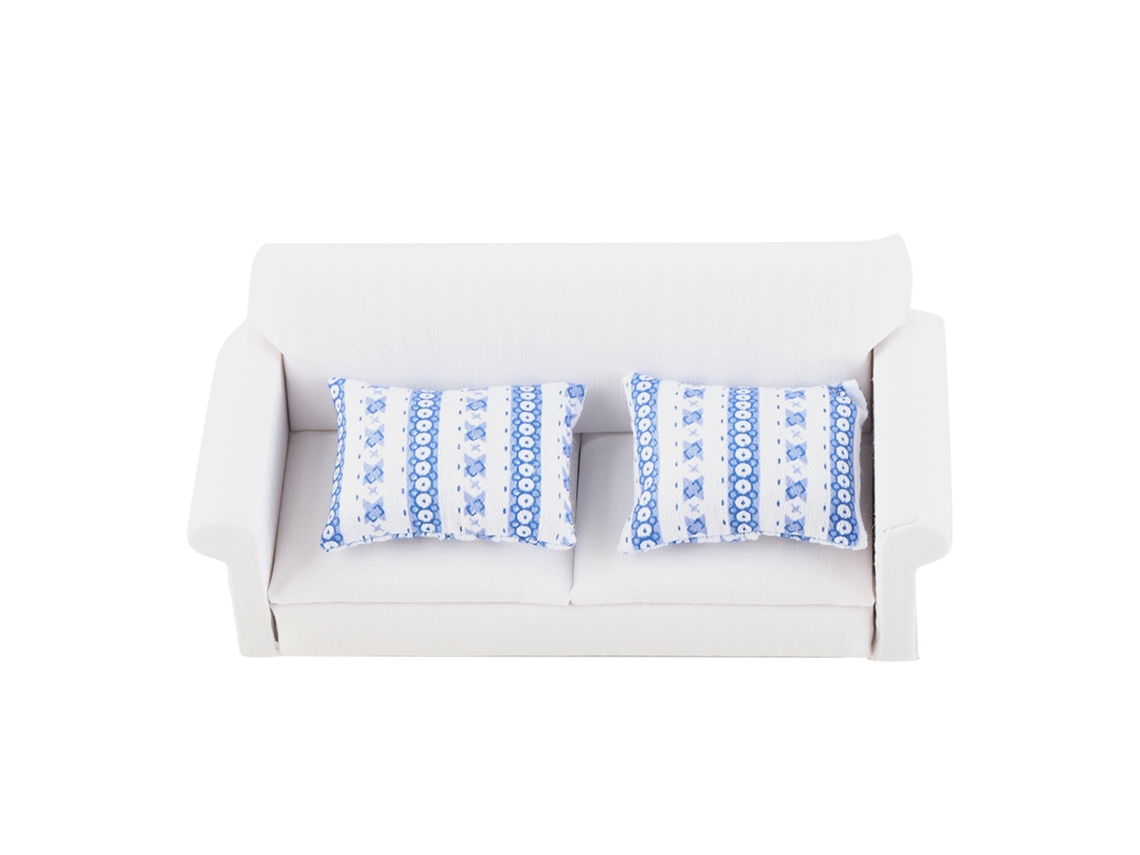 Primerox sofá de 2 Lugares com Almofada em Miniatura para Casinha de Bonecas 1/12 Móveis Decoração