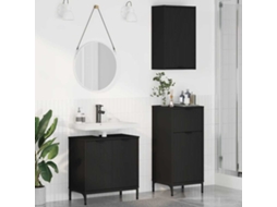Vidaxl Conjunto De Móveis Para Banheiro 3 Unid. Preto