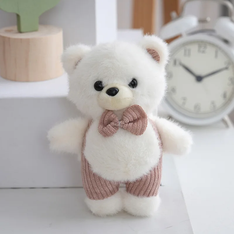 Novo Chaveiro de Pelúcia Criativo e Fofo de Urso com Laço MDUG (branco)