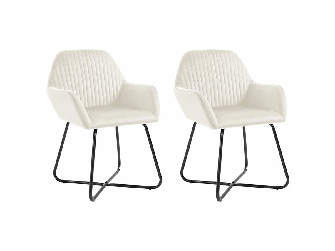 Conjunto 2 Cadeira De Jantar Vidaxl Creme Tecido (61 X 61 X 84 Cm)