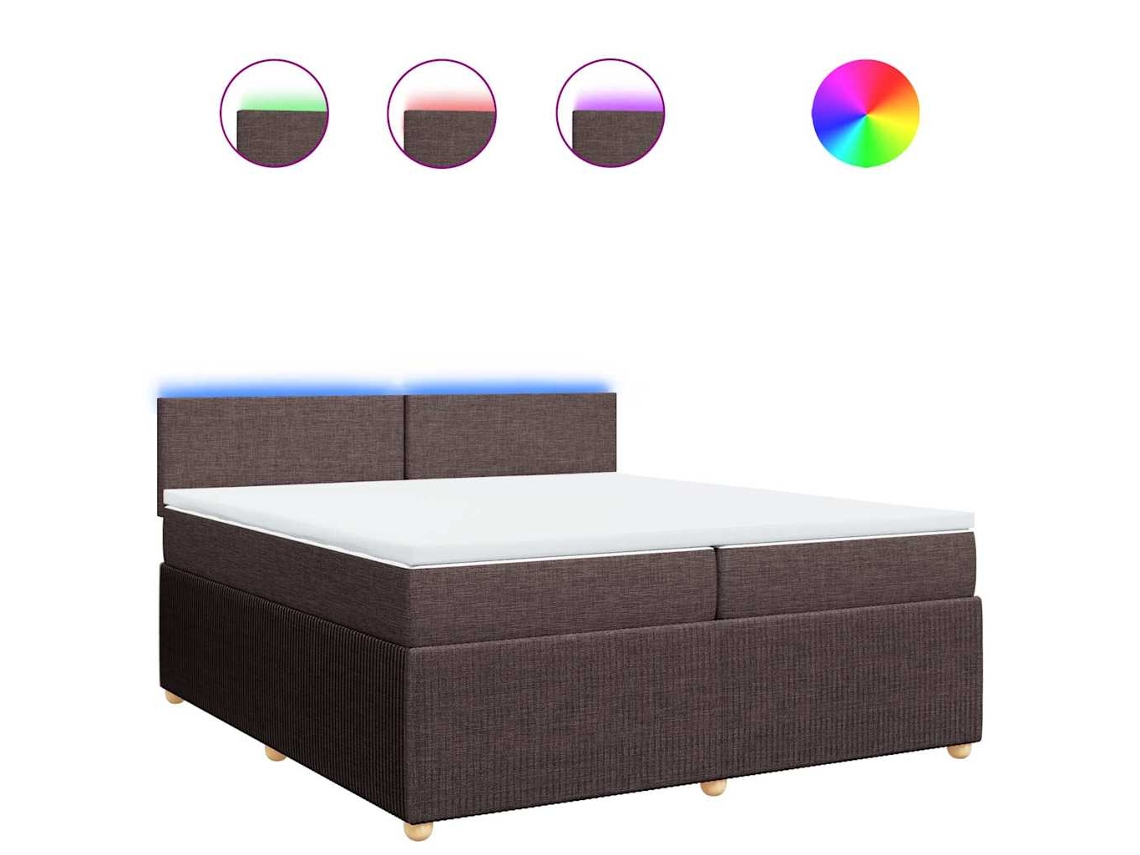 Cama com Molas/Colchão 200x200 Cm em Tecido Castanho Escuro MAISON EXCLUSIVE