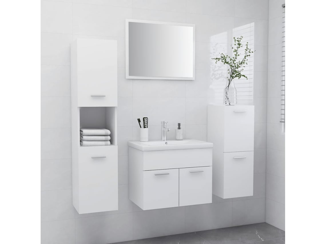 Conjunto De Móveis De Banheiro Derivados De Madeira Branco Lovely Home