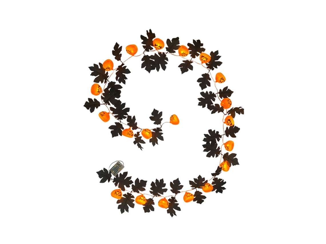 Vinha De Maple Artificial Com Luzes Abóbora Sorridente