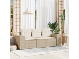 Conjunto de Móveis de Jardim HARLANV1 com lounge e almofadas de plástico branco