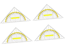 Conjunto de 4 réguas triangulares multifuncionais com cabo ergonômico de plástico transparente para medição, desenho e...