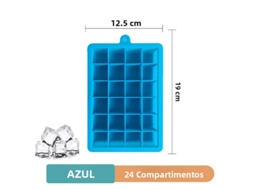 Forma de Gelo Grande de Silicone , Ideal para Fazer Gelo em Casa, Forma de Gelo Ecológica. MDUG (azul com 24 Compartimentos)