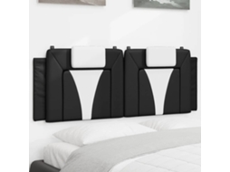 Vidaxl Almofadão De Cabeceira Viana 120 Cm Couro Artificial Preto E Branco