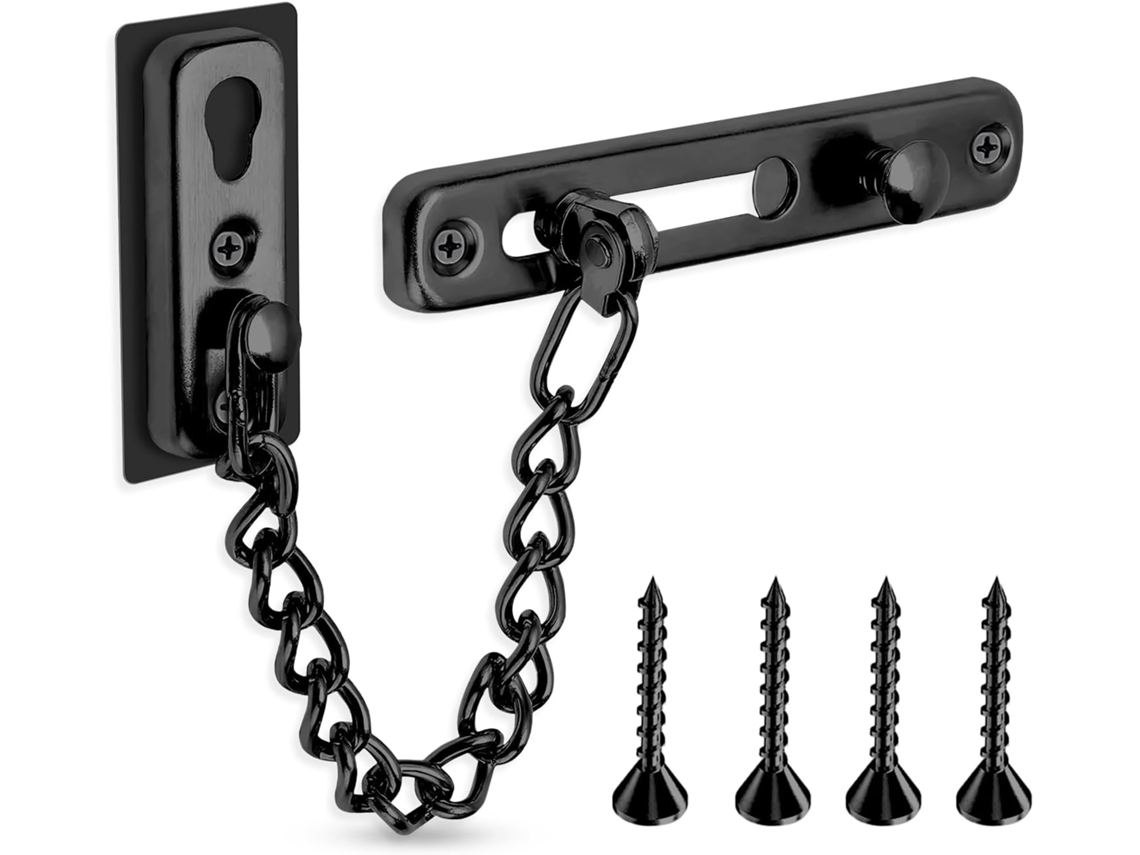 Corrente De Segurança Para Porta, Antirroubo Em Aço Inoxidável Com 4 Parafusos, Trava Porta Quarto, Interna, Casa, Hotel (prateada)