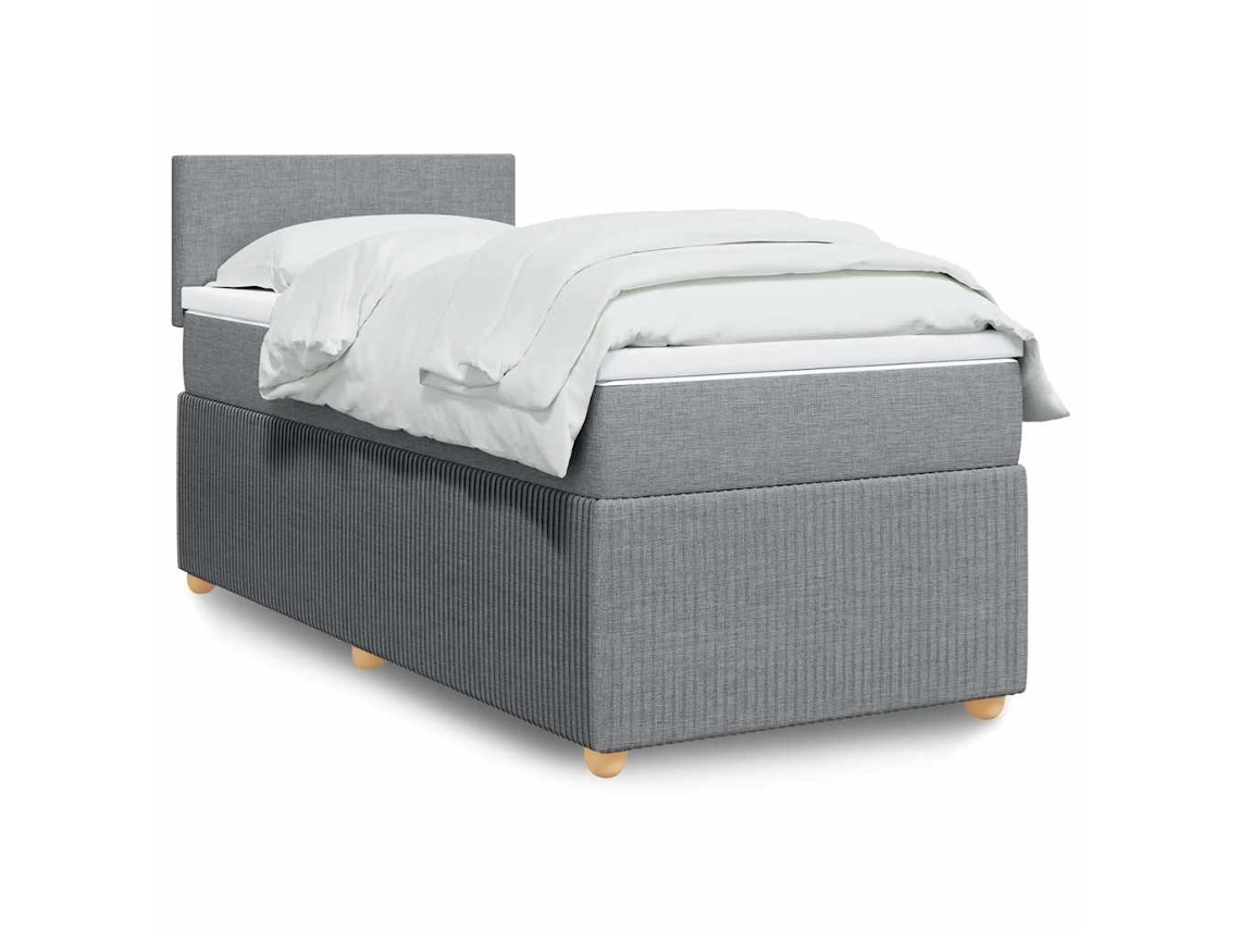 Cama Com Molas/colchão 90x190 Cm Tecido Cinzento-claro
