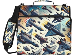 Organizador de 3 argolas com zíper, compartimento para laptop e resistente à água, em formato de nave espacial para massas.