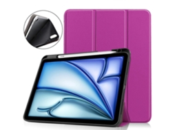Capa Hengrongshen para iPad Air 11 (2024) com suporte triplo e compartimento para lápis, roxa (2025)