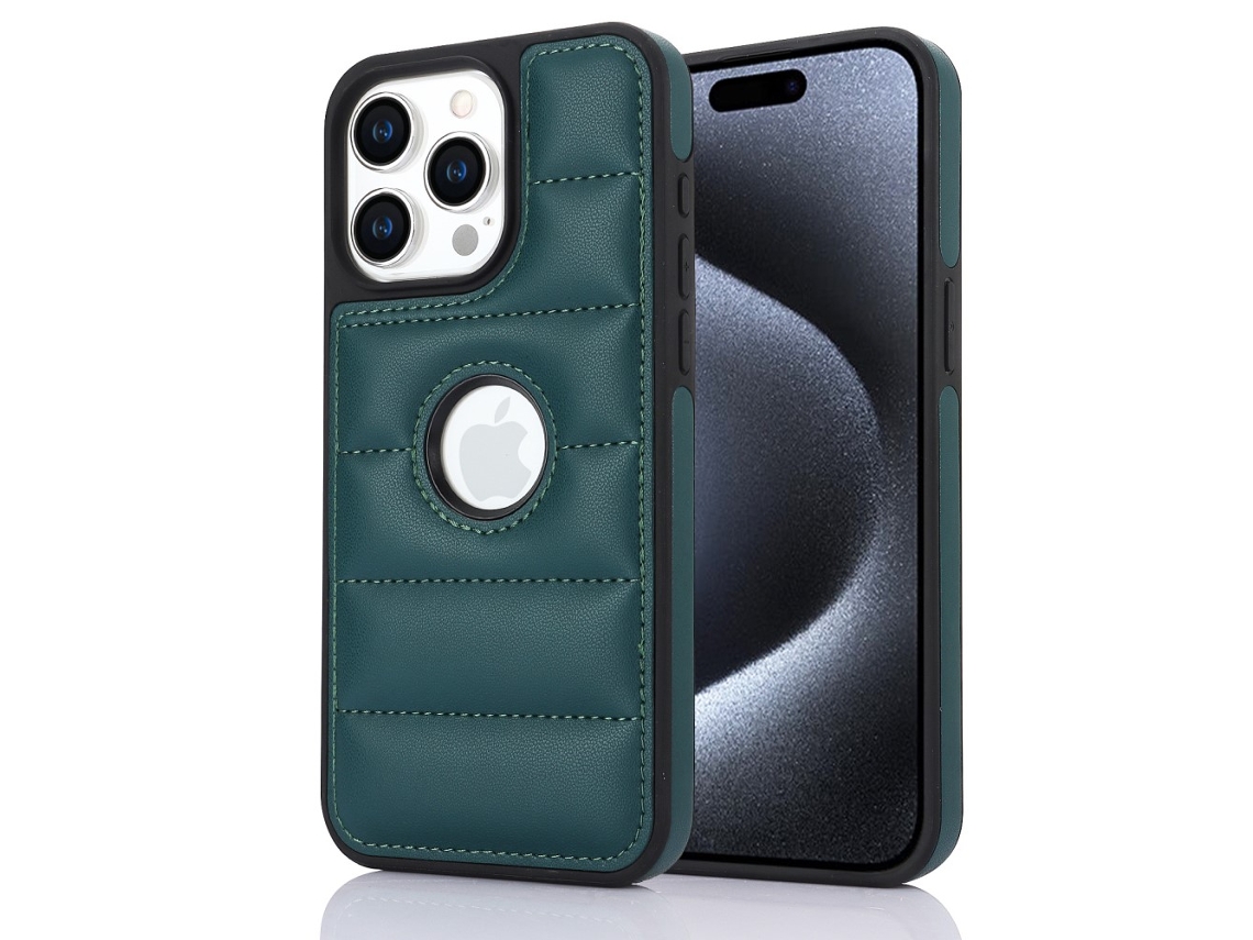 Capa Para Iphone 14 Pro Max Pele Sintética Verde