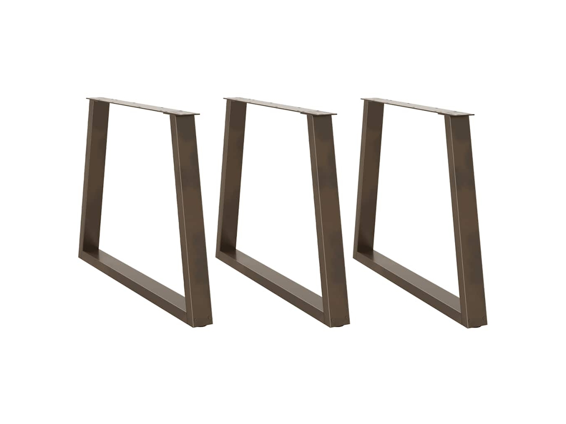Vidaxl Pés Para Mesa De Jantar Em Formato De V, 3 Peças, Aço Natural, 90x(72-73,3) Cm, Aço
