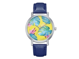 Relógio analógico de quartzo simples e casual para mulheres e homens com pulseira de PU, joia para presente (azul)