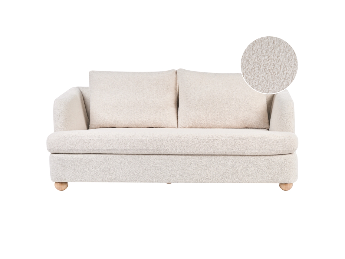 Sofá De 3 Plazas Beliani Rattvik De Bouclé Blanco 198x82x86