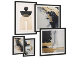 Conjunto De Pinturas Acessórios Para Plantas Tropicais Moldura Preta Pinturas De Quarto Espelharte (conjunto De 5 Imagens)