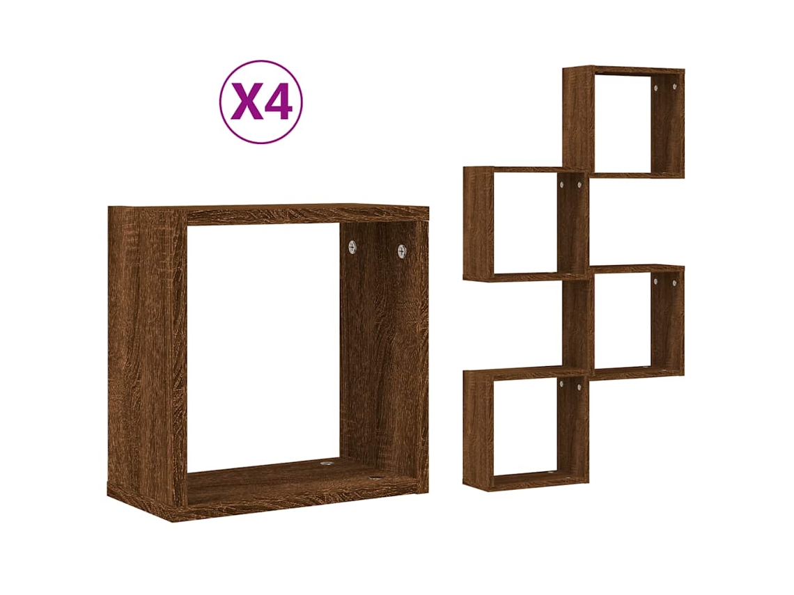 Wall Cube Shelf, Wall Cube Shelves Vidaxl Marrom Madeira Processada (30 X 15 X 30 Cm)