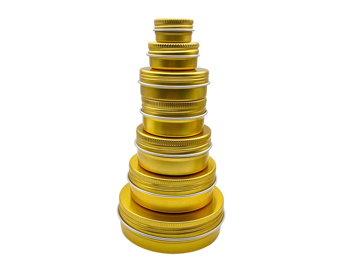 10 Latas Recarregáveis para Batons e Chá, com Frascos de Alumínio Vazios de Diferentes Tamanhos. MDUG (dourado)