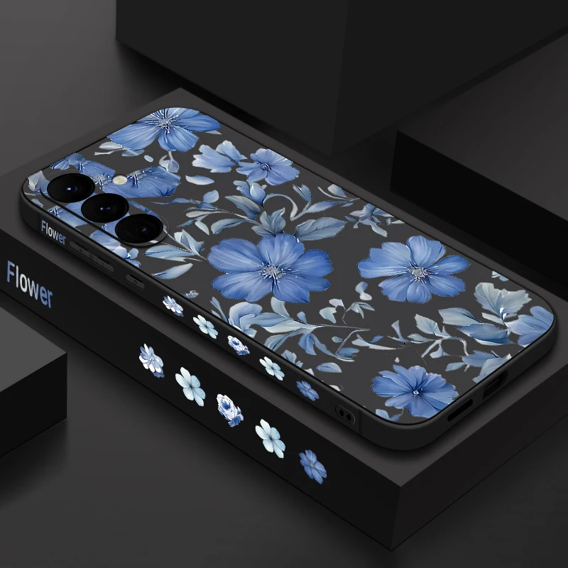 Capa Para Celular Galaxy A35 Com Estampa Floral (preta), Capa Macia.