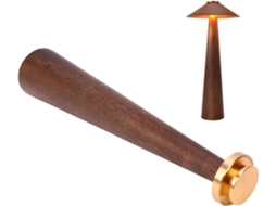 Luminária De Mesa Sem Fio Asixxsix, Luz Noturna Retrô De Madeira Led Recarregável Com 3 Temperaturas Cor E Bateria
