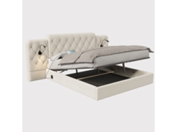 Cama de Casal ROLIPO com Sistema Hidráulico e Portas Usb 180x200 Cm Bege