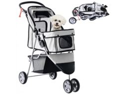 Carrinho Cães Pequenos Cesto Janela Tela 2 Rodas 75x45x97 Cinza