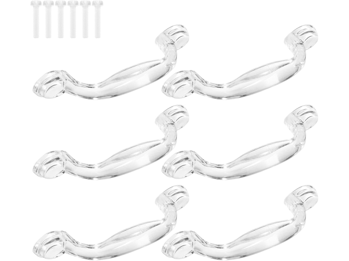 Conjunto De 6 Puxadores Plástico Transparente Para Portas E Gavetas Armários, Design Minimalista Para Móveis E Armários