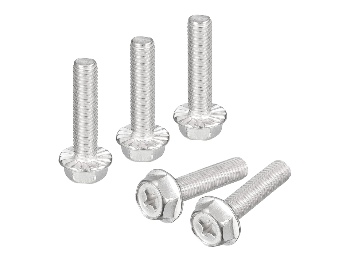 Parafusos de Flange com Cabeça Sextavada Cruzada Phillips M8x35mm, 10 Pçs CHABERLU
