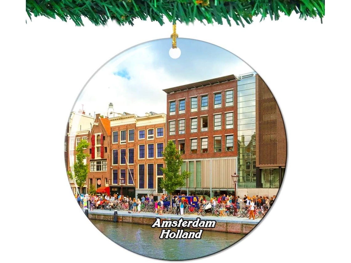 Casa de Anne Frank Amsterdã Holanda Decoração Colecionável Lembrança de Viagem Cidade Porcelana Dupla