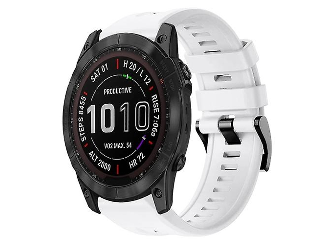 Bracelete para Garmin Fenix 7X Fivela de Metal Cor Sólida Silicone Pulseira de Relógio Branco VENISYMLIS