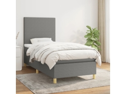 Vidaxl Cama Com Molas/colchão 90x190 Cm Tecido Cinza-escuro