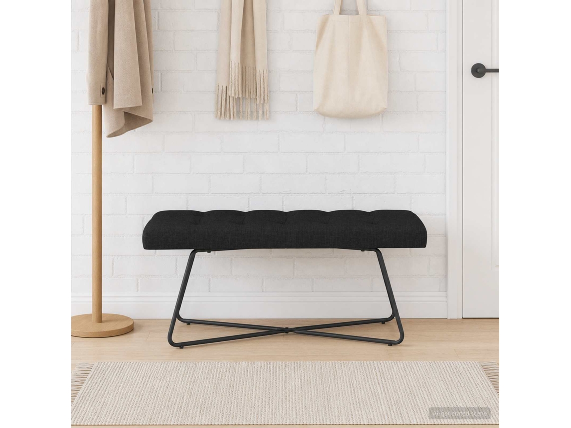 Vidaxl Banco Com Botões Estofados Preto 110 X 40 X 46 Cm Tecido
