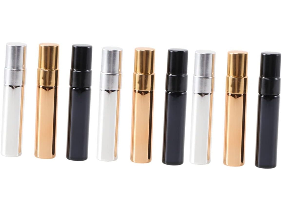 Conjunto De 9 Frascos De Vidro Recarregáveis Para Perfume Com Spray E Compartimentos Para Líquidos.