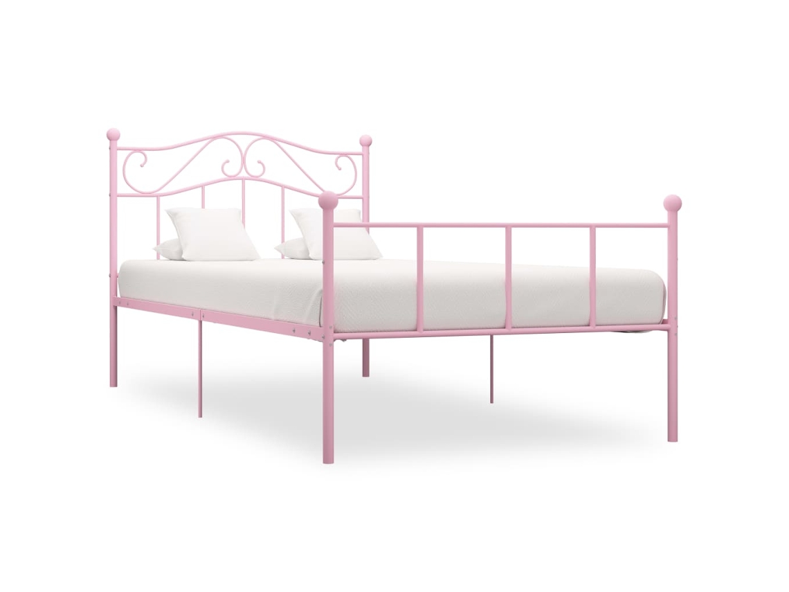 Bed Frame, Bed Frames Vidaxl Cor-de-rosa Metal (90 X 200 Cm)