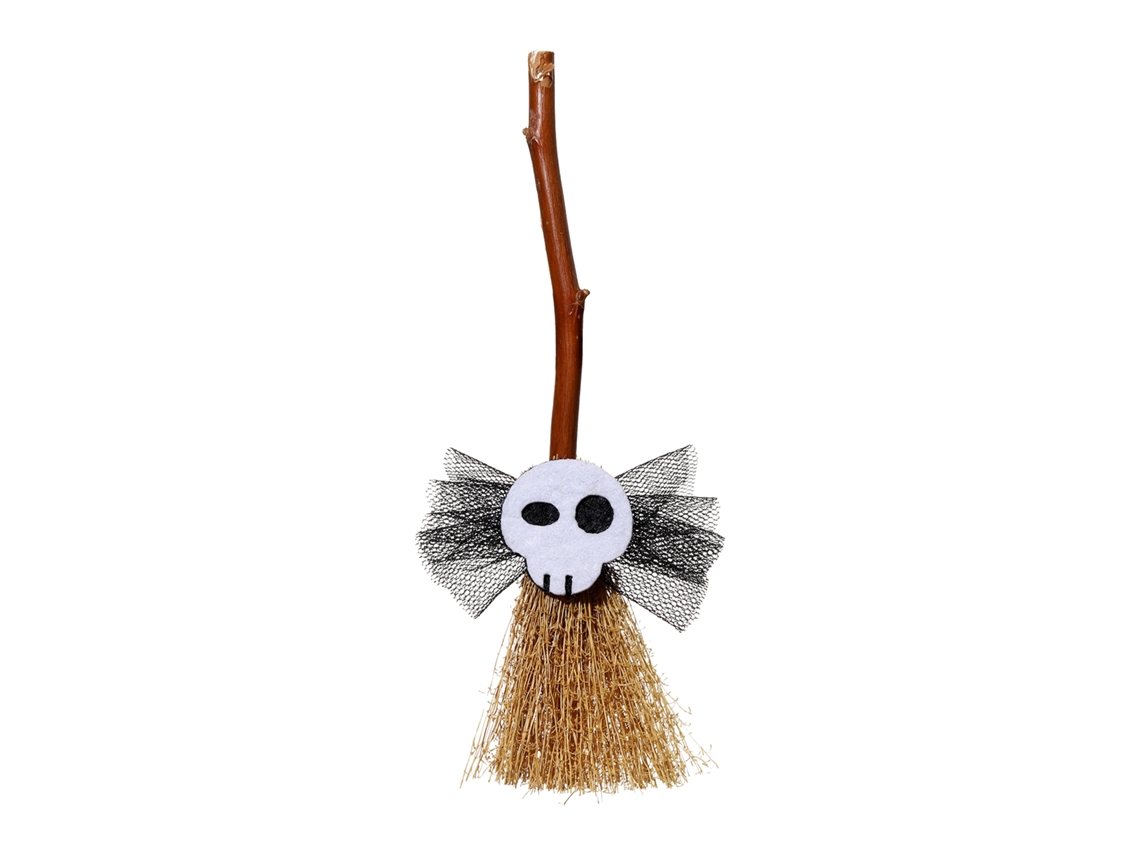 Laxiscreed Varinha De Bruxa De Halloween Com Vassoura Pequena De Palha Decorativa, 14cm