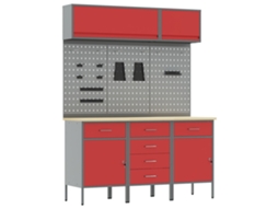 Conjunto 8 Armário De Oficina Vidaxl Vermelho Aço (150 X 55 X 200 Cm)
