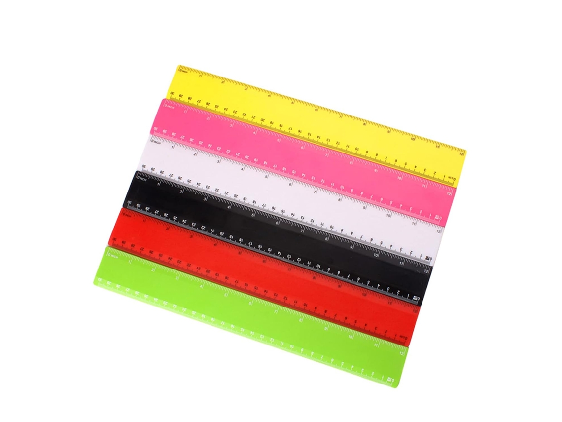 Régua de plástico Tempaky 30cm 12 Polegadas, estilo simples, ferramenta de medição para estudantes, escola, mesa E