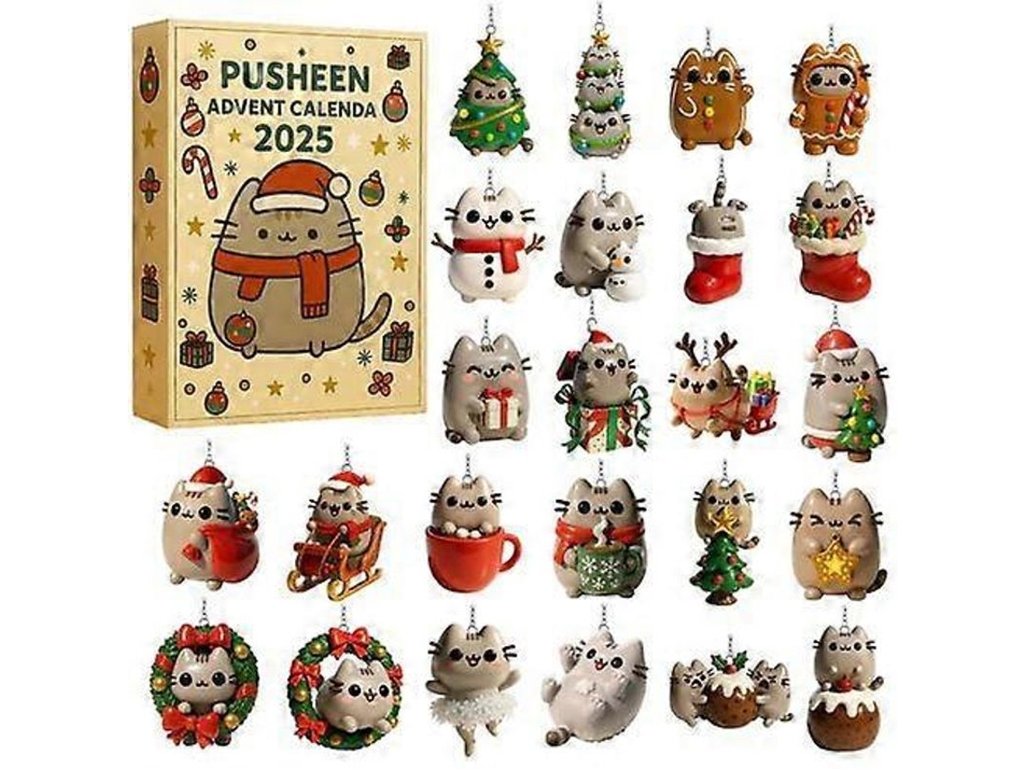 Calendário de Advento de Natal 2025 Decorativo de Acrílico Estilo Completo Pusheenbox
