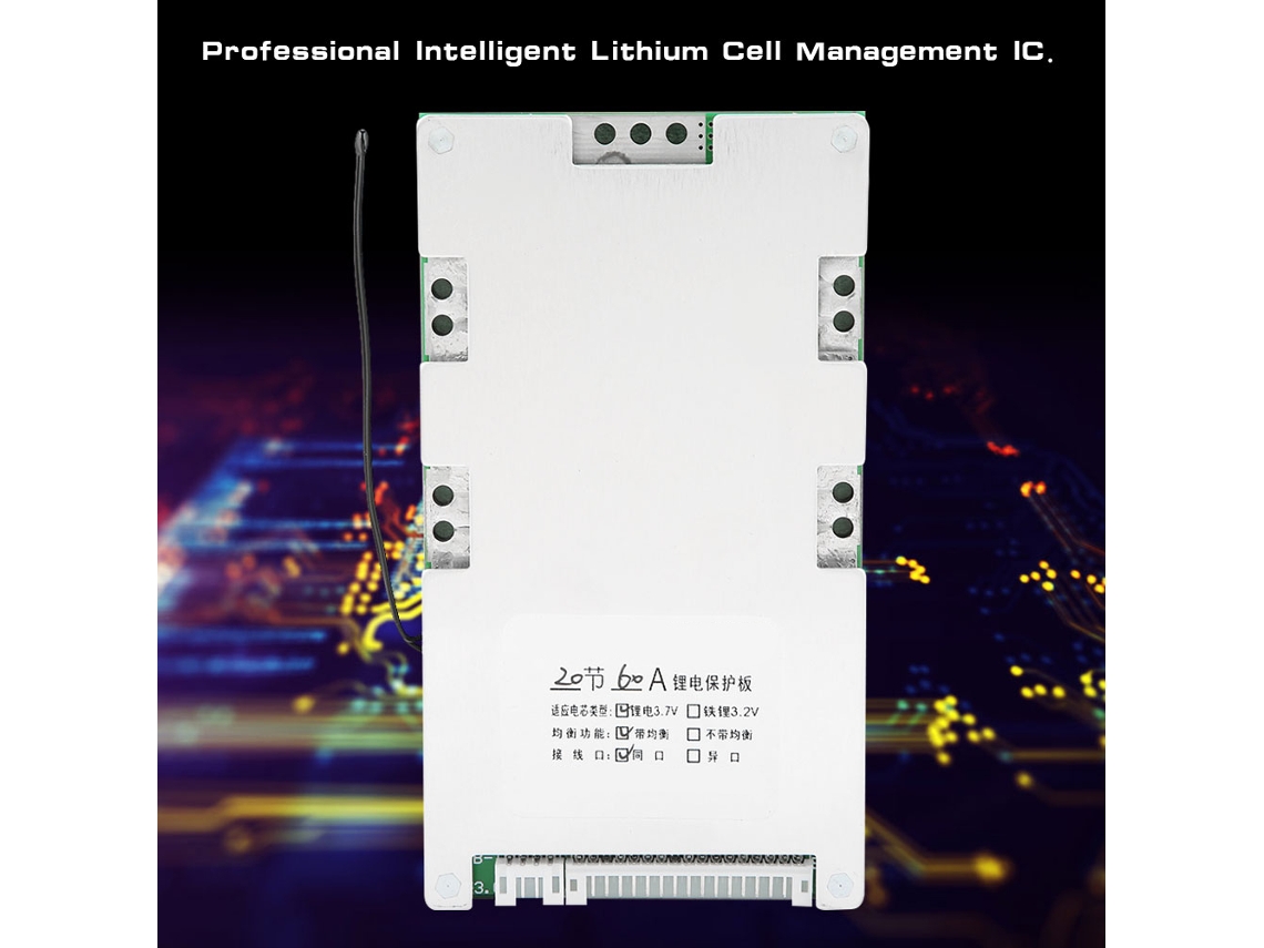 Laxiscreed Painel De Proteção Para Bateria Li-ion 20s 60a Com Bms E Sistema De Equilíbrio