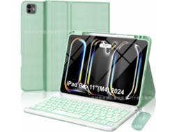 Capa Com Teclado Para Tablet Lurelia, Compatível Com I Pad Air 4/5/6/7 Com Retroiluminado 11", Branco, Teclado Bluetooth, Rato 2.4g