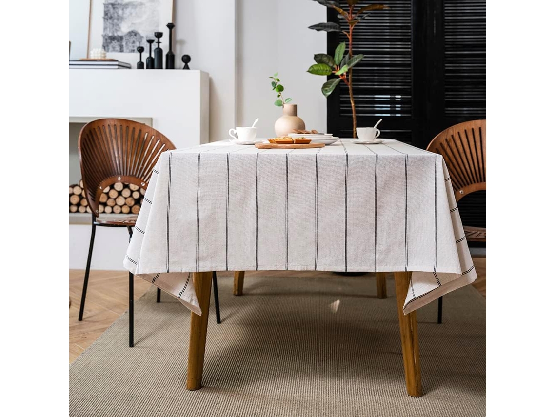Lurelia Toalha De Mesa Algodão Linho Branco 140x180cm Lavável Natal Macio